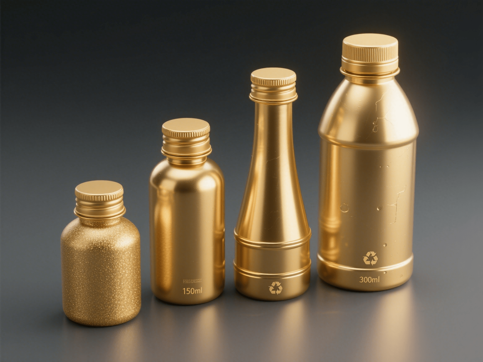 Electroplated glass bottles in gold finish