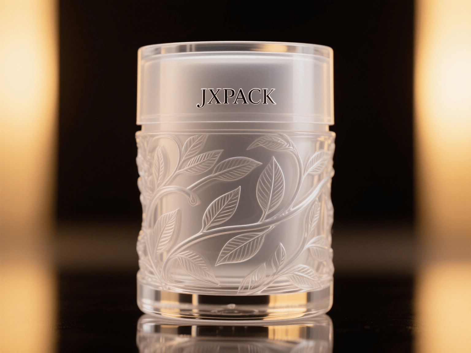 Embossed glass bottle with intricate design